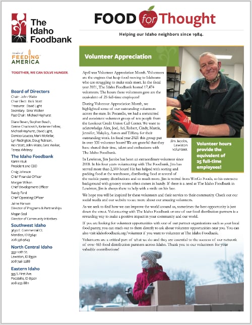 Idaho Foodbank Spring 2022 Print Newsletter